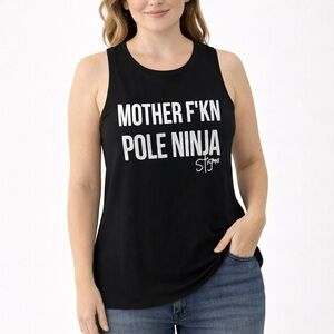 Pole Dancing Pole Ninja Fitness Black Statement Muscle Tee Tank Top Shirt Small